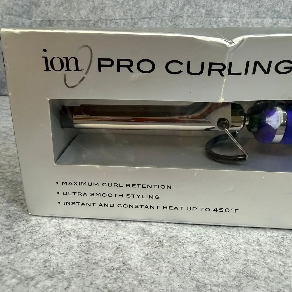 Ion Titanium Pro Curling Iron 3/4 Inch Barrel Blue Silver 450F Dual Voltage NEW